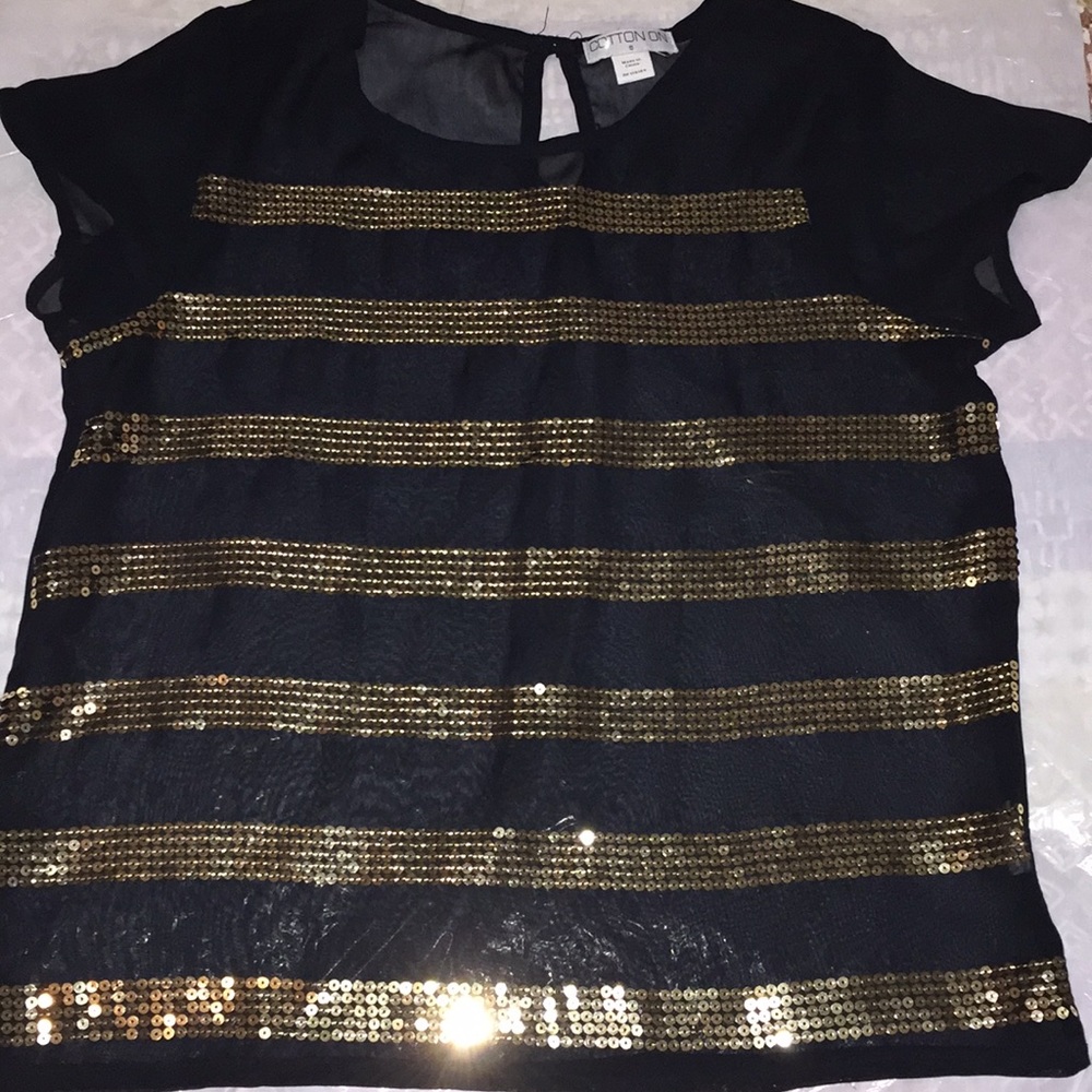 Cotton On gold stripe shirt